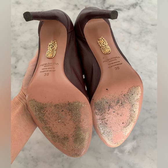 Deep Cherry Red leather AQUAZZURA ankle booties 7.5 - Picture 6 of 7